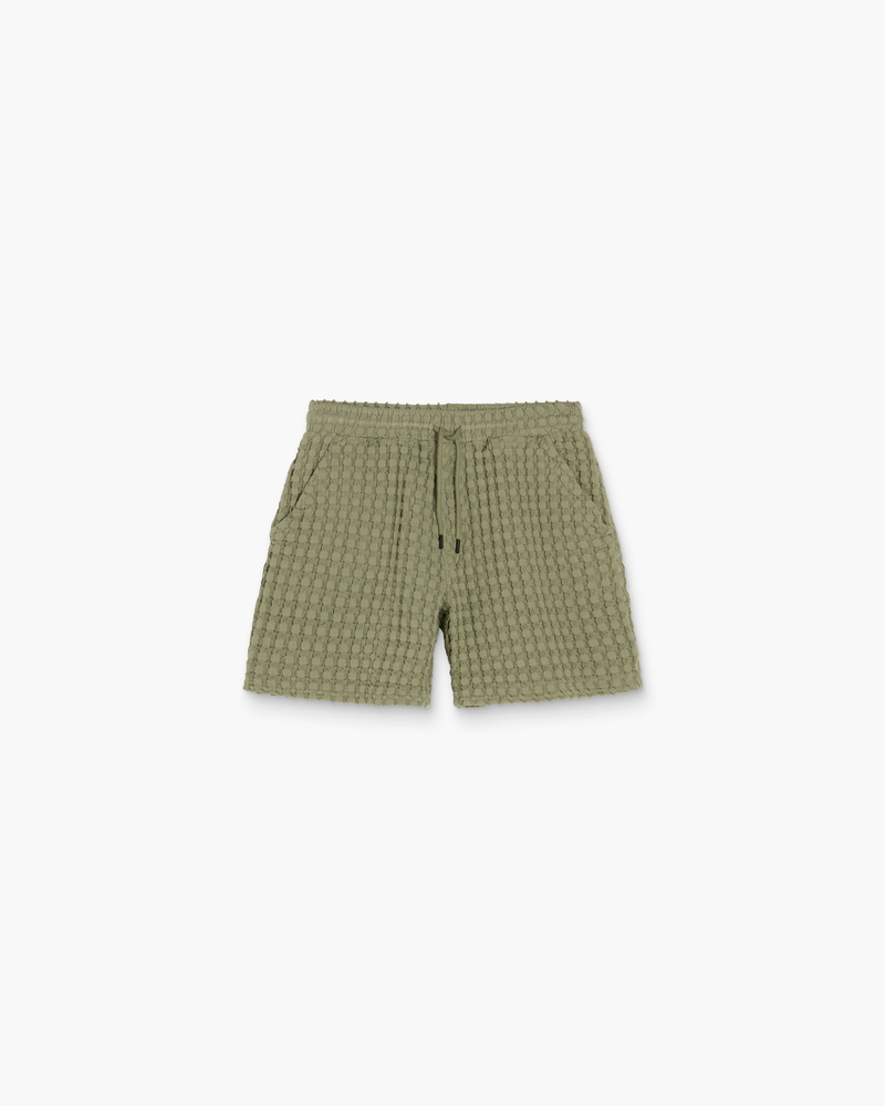 Dusty Green Porto Waffle Shorts
