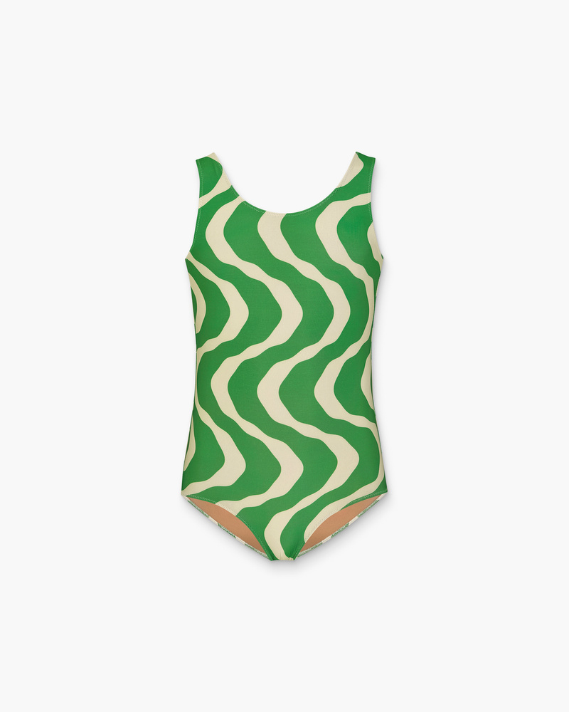 Kids Green Rippling Bathing Suit