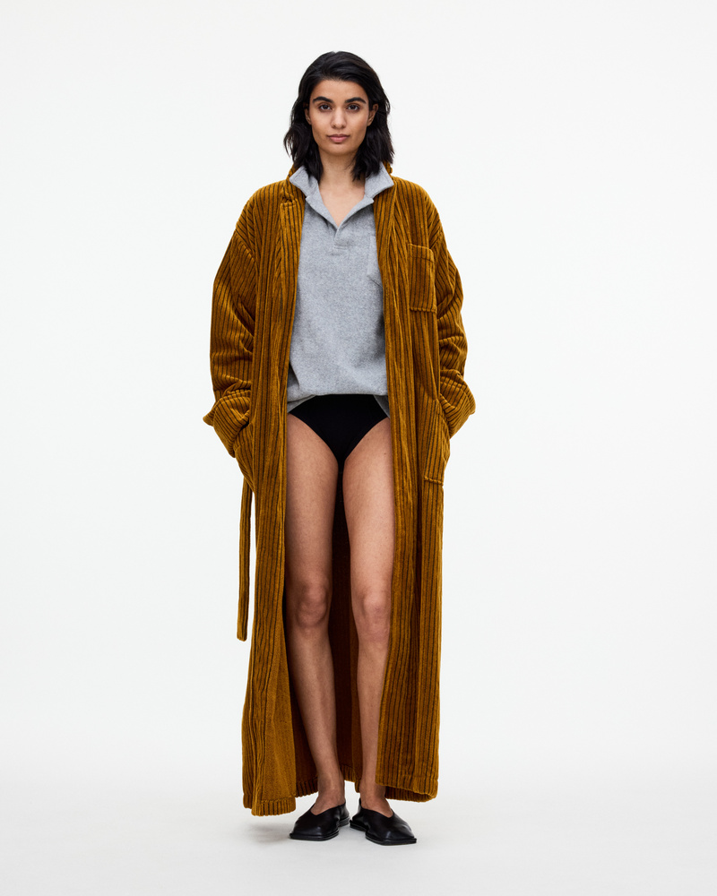 Santiago Striped Velour Long Robe