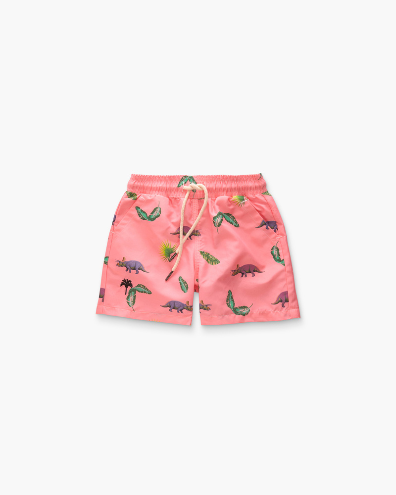 Kids Pink Dino Swim Shorts