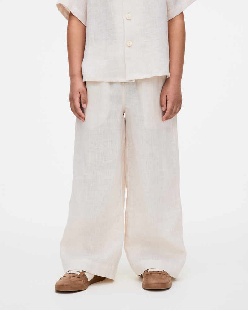 Kids Beige Linen Pants