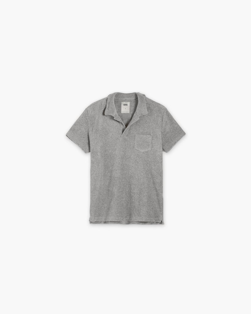 Grey Melange Polo Terry Shirt
